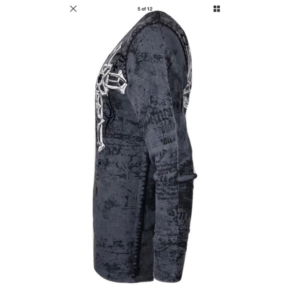 Xtreme Couture Affliction Men's Long Sleeve Thermal Tee - Persimmon Biker Style (Sizes S To 3X)